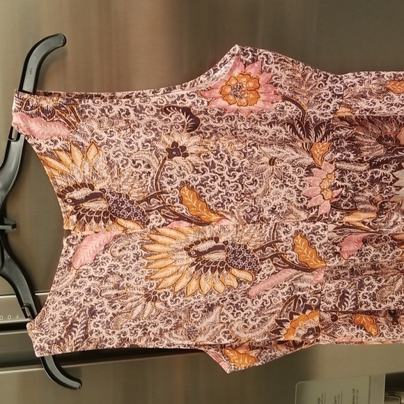 💕MADEWELL💕 Lace-Up Ruffle-Hem Midi Dress ~ Bali Blooms Print 10 (Regular Fit) - Picture 11 of 16